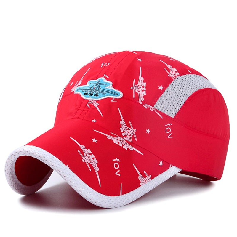 Home Prefer Kids Boys Lightweight Quick Drying Sun Hat Outdoor Sports UV Protection Caps Mesh Side Ball Cap Red - Image 1